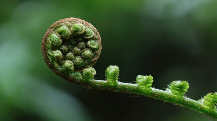 Close-up of a fern's coiled frond