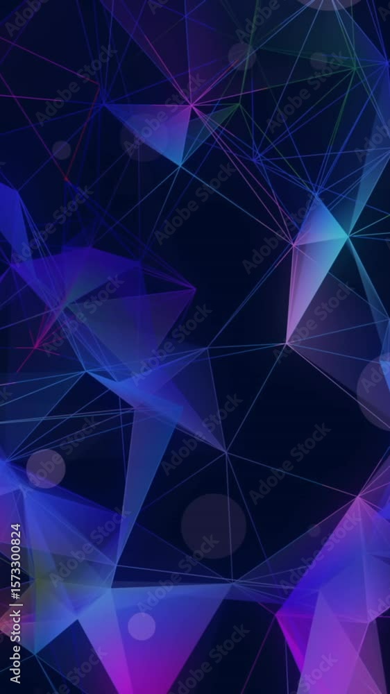 Poster animation of dots moving over black background with shapes