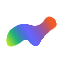 Abstract organic shape with a vibrant gradient from green to orange on a blue background