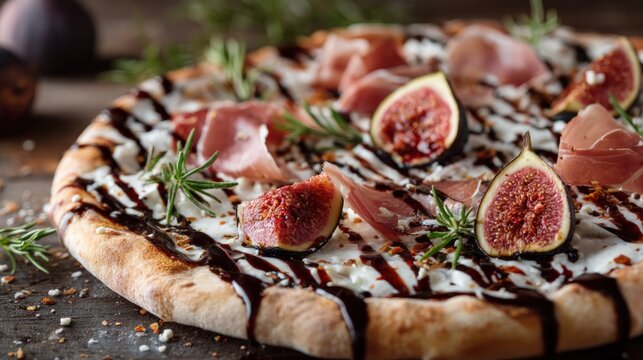 Close-up of a gourmet pizza - Powered by Adobe