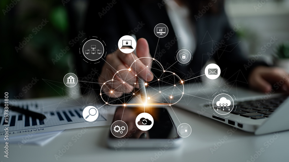 Poster cloud computing enables cloud, service, and network integration for digital transformation, data acc