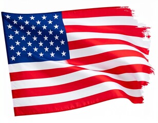 Waving USA Flag with Artistic Paint Stroke and Rough Edges