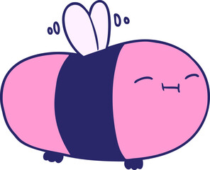 happy cartoon bee in bright neon color