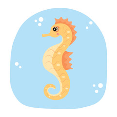 Sea horse yellow. Vector Illustration for printing, backgrounds, covers and packaging. Image can be used for greeting cards, posters, stickers and textile. Isolated on white background.
