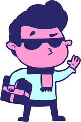 cartoon cool guy in bright neon color