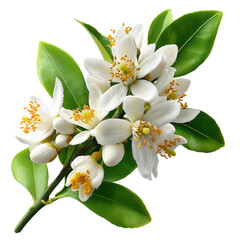 Fototapeta premium Orange blossom bloom white petals floral spring aroma citrus flowering isolated on transparent background