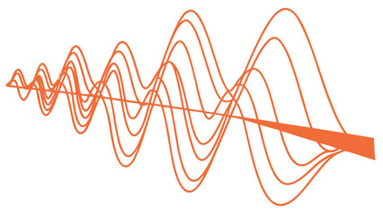 Orange wave sound frequency diagram illustration for sound design and audio engineering projects use 100