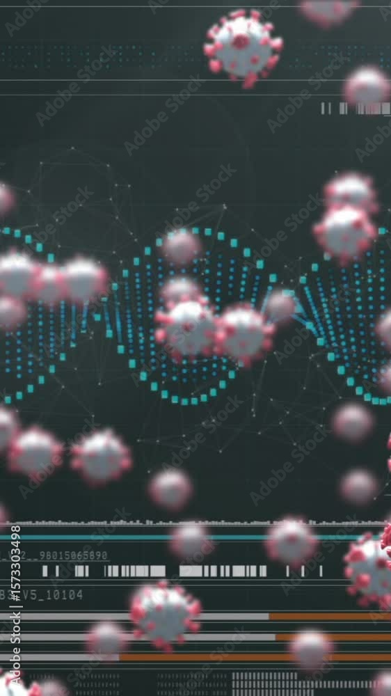 Poster animation of clock cells over digital interface with data processing