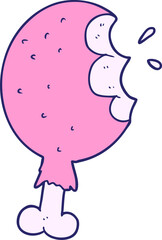 cartoon chicken leg in bright neon color