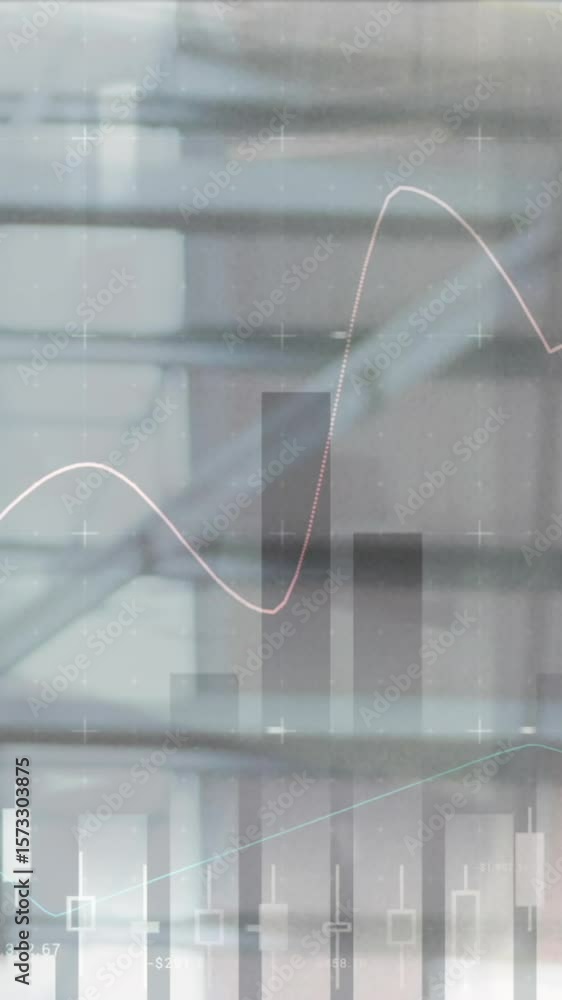Poster animation of data processing over cityscape