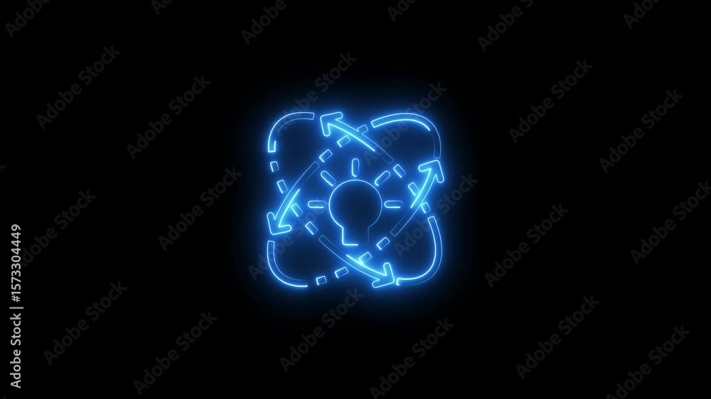 Aufkleber futuristic idea animation with glowing lines on black background.neon glowing tech idea animation wi