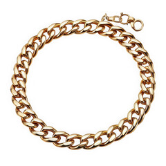 Thick gold curb chain bracelet with clasp isolated on transparent background