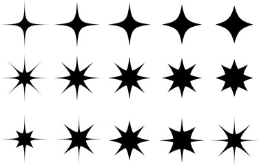 stars icon set. Star shine sparkle sign. customer rating symbol. Shine sun ray
