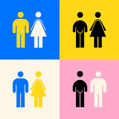 Diverse gender icons displayed in four color blocked sections