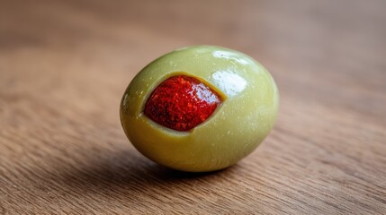Close-up of a pitted olive