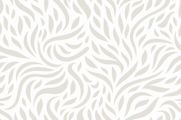 Abstract beige swirls and strokes seamless pattern on white background