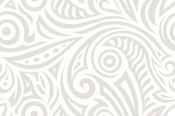 Elegant light beige abstract swirls and tribal patterns background