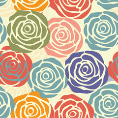 Colorful vintage rose pattern seamless repeating floral design