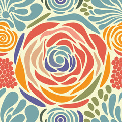 Abstract floral pattern with swirling petals and organic shapes