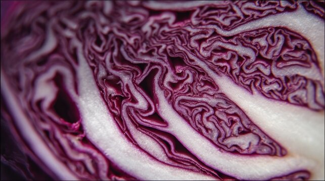 Close-up of a red cabbage cross-section (1) - Powered by Adobe