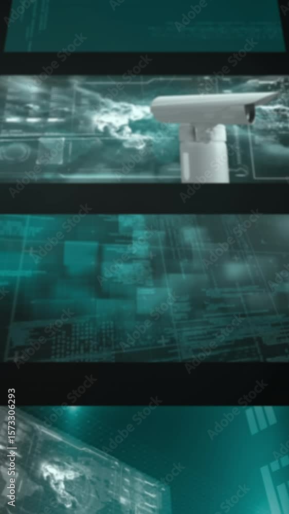 Poster animation of data processing on black background