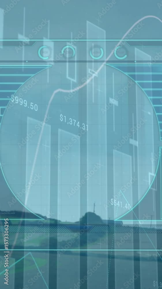 Poster animation of data processing over wind turbine
