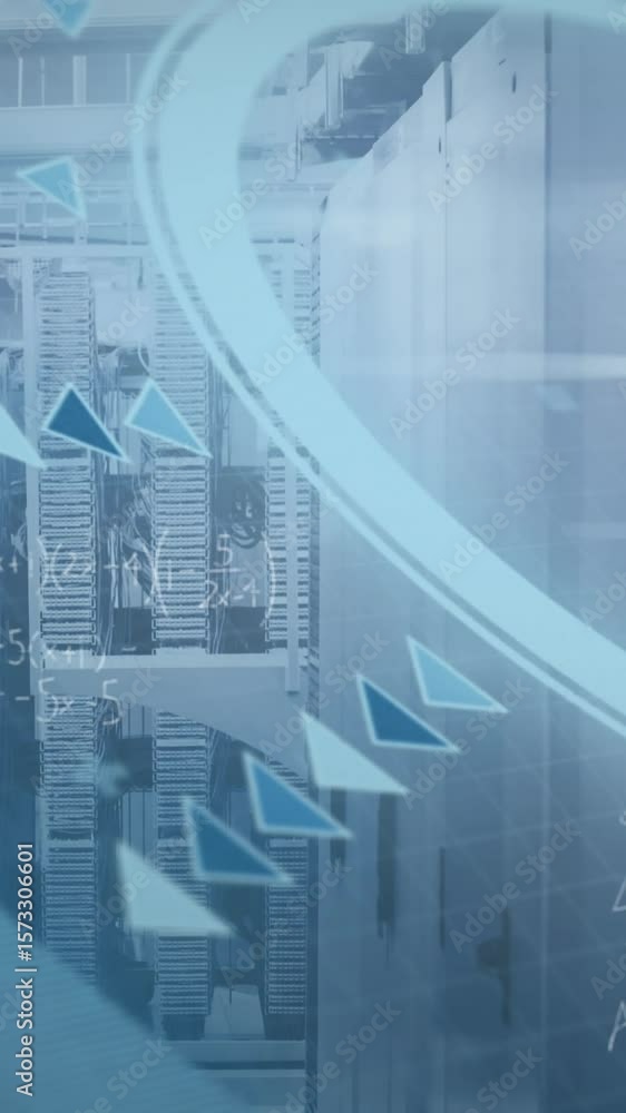 Poster animation of data processing over server room