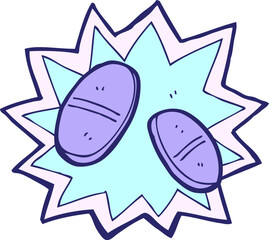 cartoon painkillers in bright neon color