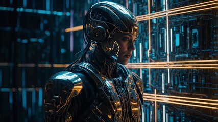 Advanced futuristic suit design from the year 2100 engineered for space travel with high-tech aesthetics and cosmic functionality