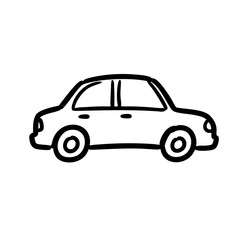 Fototapeta premium Doodle of a simple car illustration in black and white 