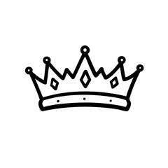 Black and white sketch of a crown symbolizing royalty and power  