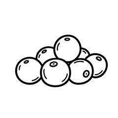 Black and white sketch of cranberries piled together  