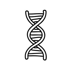 DNA strand doodle in black and white outline style  