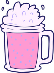 cartoon pint of ale in bright neon color