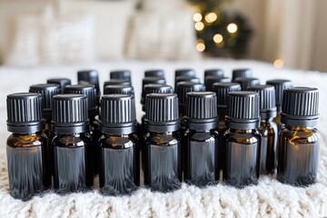 A clean skincare mockup featuring refillable cosmetic containers and beauty products.