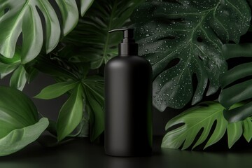 Black cosmetics jars mockup, featuring refillable cosmetic containers and beauty products