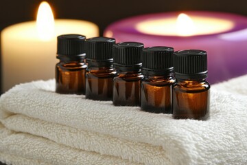 Aroma essential oils jars mockup for health and beauty products.