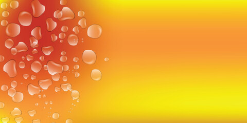 Yellow and orange liquid with bubbles, textured gel, abstract vector design illustration background