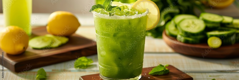 Poster a refreshing and hydrating juice made with crisp romaine lettuce celery and lemon.