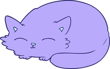cartoon cat sleeping in bright neon color