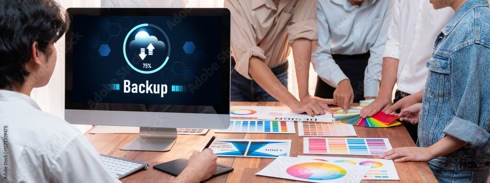 Aufkleber backup storage data internet technology business concept. database storage cloud technology file dat