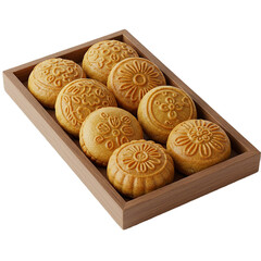 Delicious Mooncakes in Wooden Tray A Festive Treat