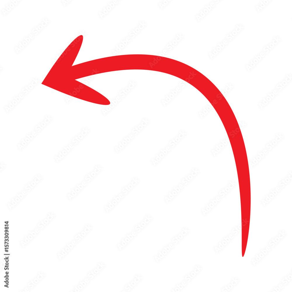 Poster curved arrow in red. icon for websites and user interface.