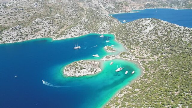Turkish Riviera High Aerial Shot Near Datca