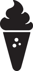 Silhouette vector of an ice cream cone with scoops on top, perfect for dessert, summer, and sweet treat designs.