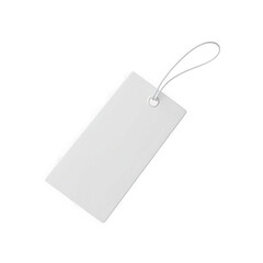 Blank white rectangular tag with string isolated on transparent background