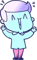 cartoon excited man in bright neon color