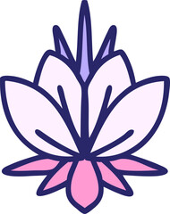 iconic tattoo style image of a water lily in bright neon color