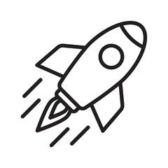 Rocket line icon. Startup launch rocket. Flying up rocket outline symbol.