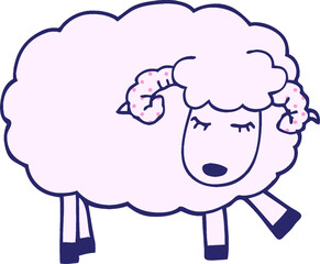cartoon doodle cute sheep in bright neon color